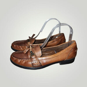 Michel M 7.5 M brown slip on tassel loafer